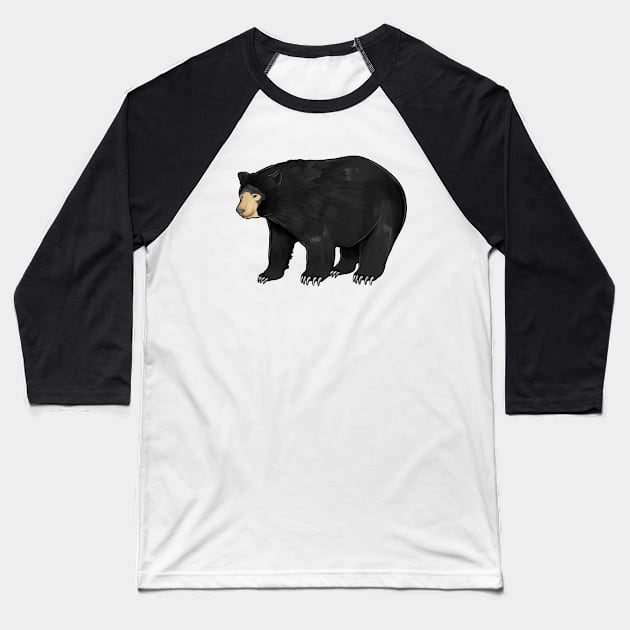 Drawing of an American black bear Baseball T-Shirt by Modern Medieval Design